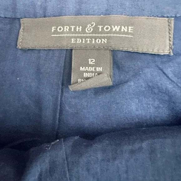 Elegant Navy Patterned‎ Skater Skirt 100% Cotton Size 12 - Picture 10 of 11